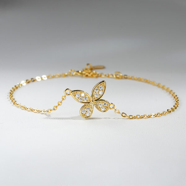 Moissanite Butterfly Sterling Silver Bracelet