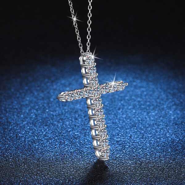 Cross Pendant 1.6 Carat Moissanite Diamond Necklace - Image 3