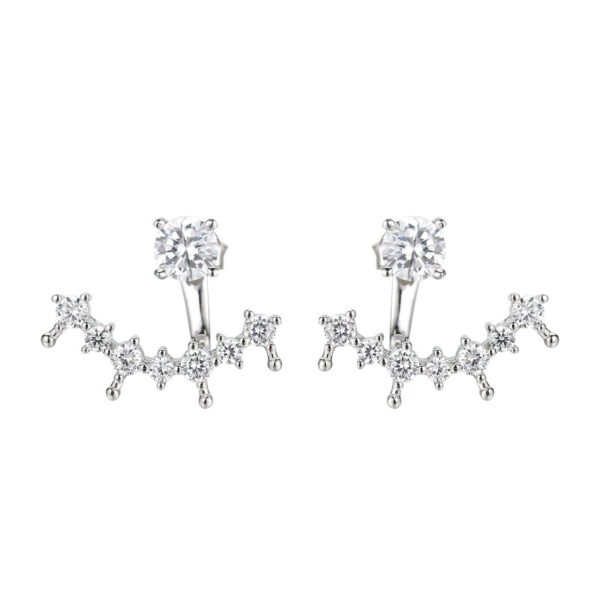 Crescent boat earrings with adjustable height and multiple wearing methods, 50-point moissanite diamonds - Image 4
