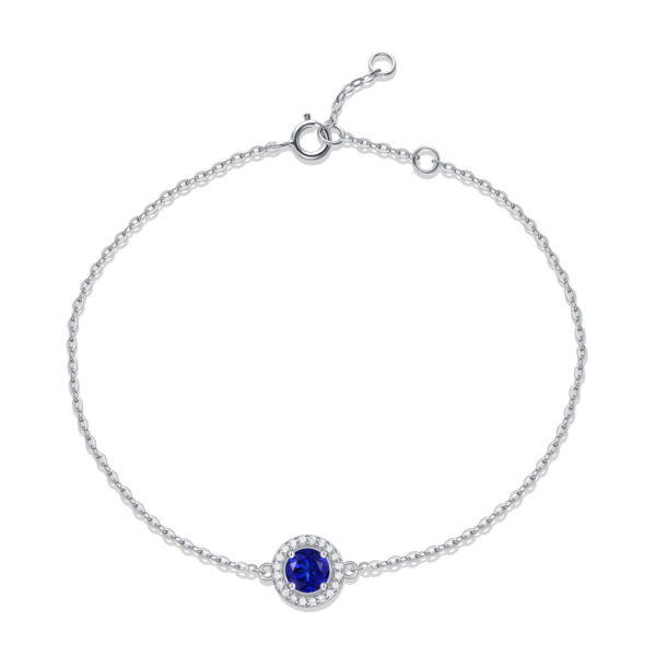 Silver-plated white gold bracelet with sapphire and moissanite - Image 6