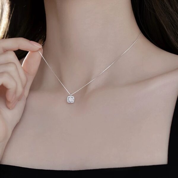 Geometric Small Sugar Cube Hanging Clavicle Necklace - Image 4