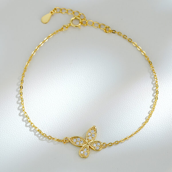 Moissanite Butterfly Sterling Silver Bracelet - Image 5
