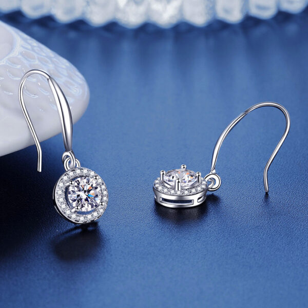 Silver earrings, moissanite ear hooks, women's moissanite earrings - Image 3