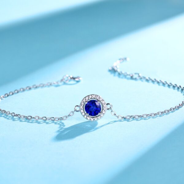 Silver-plated white gold bracelet with sapphire and moissanite - Image 3