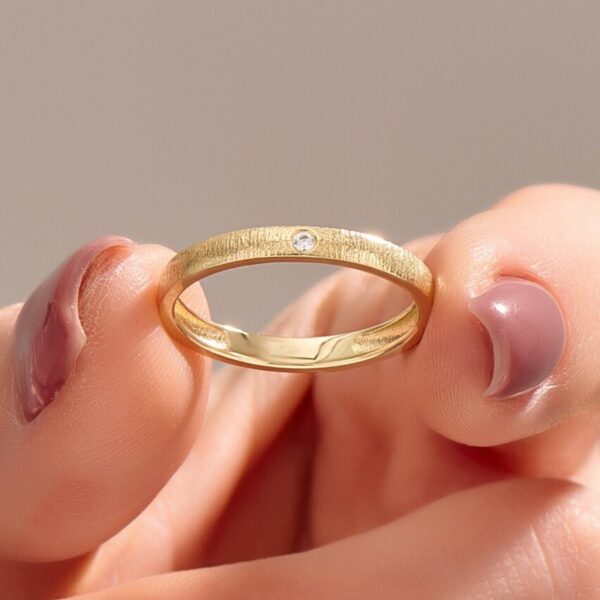Red Elk Sterling Silver Brushed Micro-Inlaid Ring - Image 2