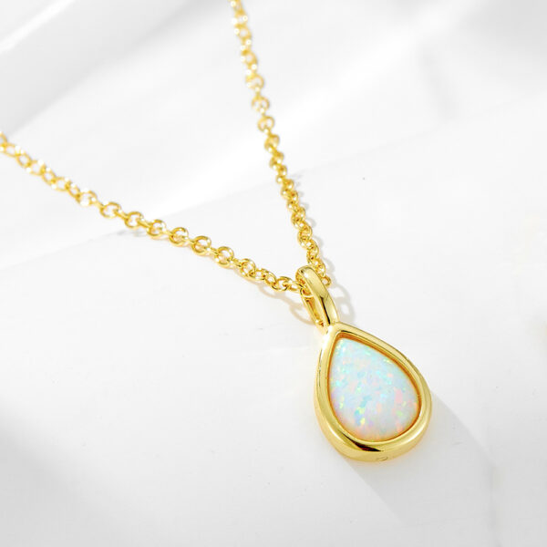 Sterling silver geometric pear-shaped teardrop pendant clavicle necklace