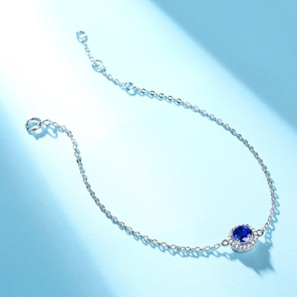 Silver-plated white gold bracelet with sapphire and moissanite - Image 4