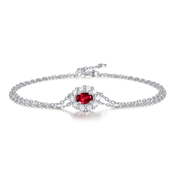 Sterling Silver Red Heart Bracelet Cultivated Ruby Bracelet - Image 2