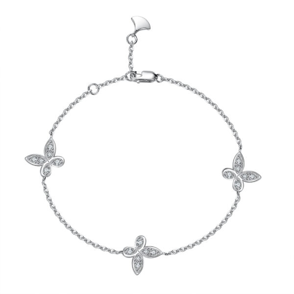 Sterling silver moissanite bow bracelet - Image 2