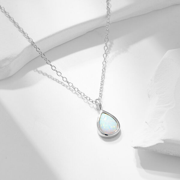 Sterling silver geometric pear-shaped teardrop pendant clavicle necklace - Image 8