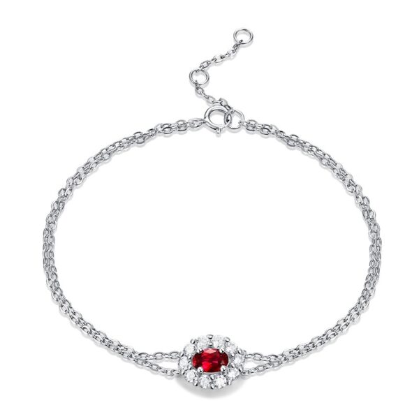 Sterling Silver Red Heart Bracelet Cultivated Ruby Bracelet