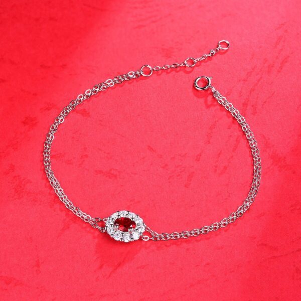 Sterling Silver Red Heart Bracelet Cultivated Ruby Bracelet - Image 3