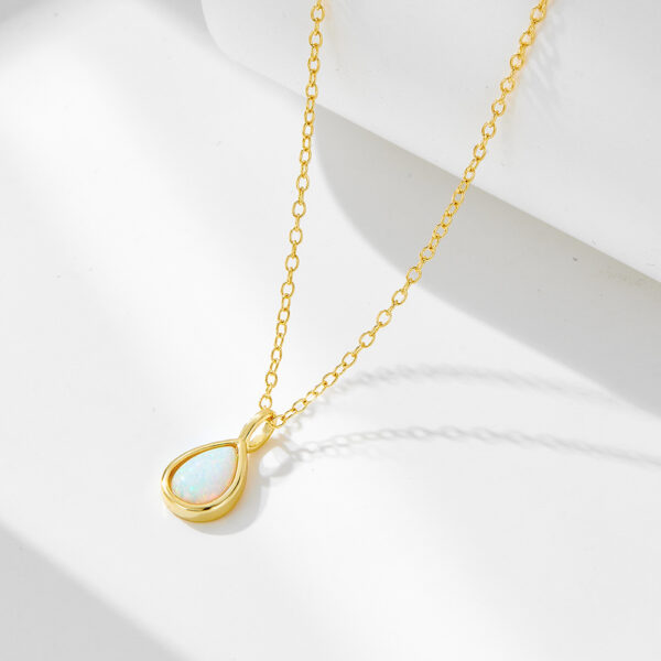 Sterling silver geometric pear-shaped teardrop pendant clavicle necklace - Image 5