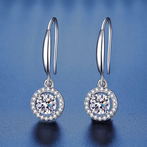 Silver earrings, moissanite ear hooks, women's moissanite earrings - Image 2