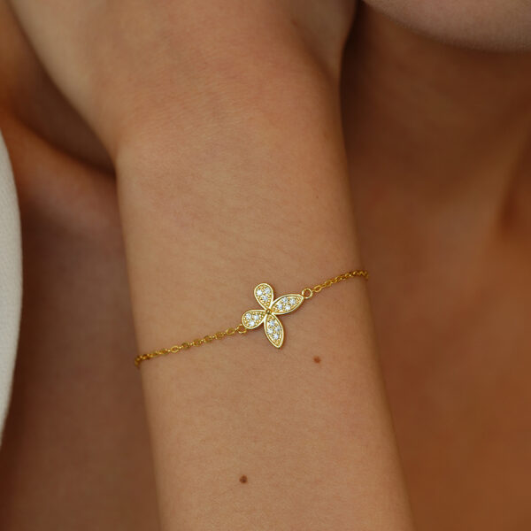 Moissanite Butterfly Sterling Silver Bracelet - Image 4