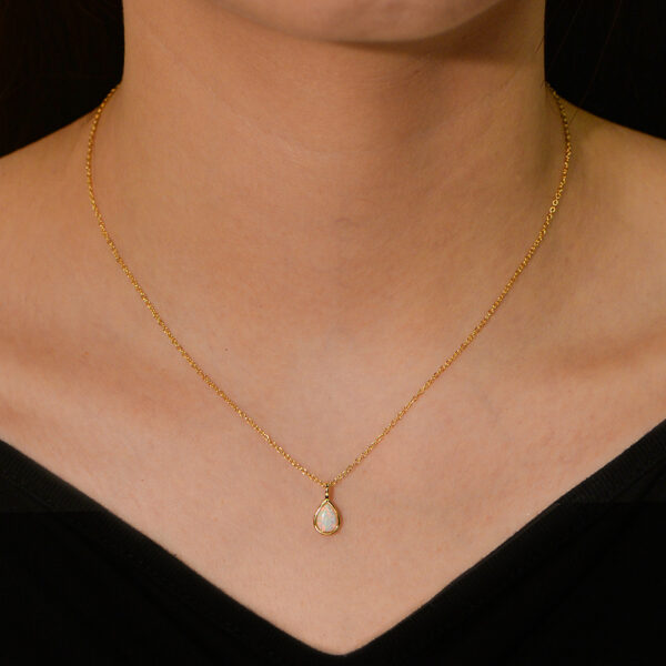 Sterling silver geometric pear-shaped teardrop pendant clavicle necklace - Image 3
