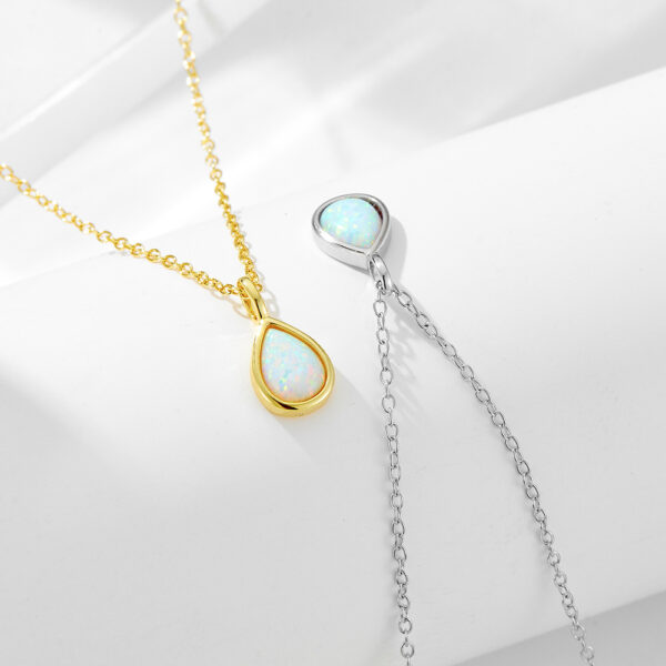Sterling silver geometric pear-shaped teardrop pendant clavicle necklace - Image 2