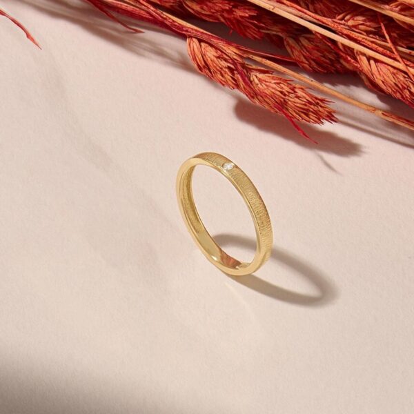 Red Elk Sterling Silver Brushed Micro-Inlaid Ring - Image 4