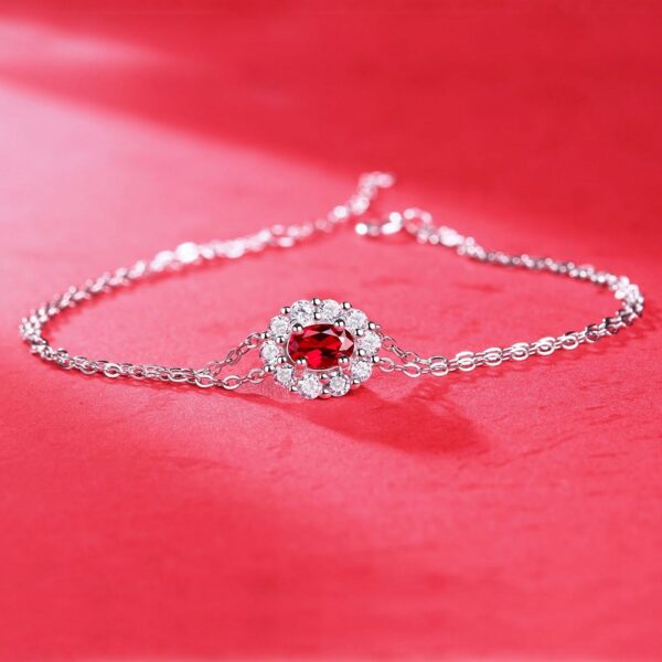 Sterling Silver Red Heart Bracelet Cultivated Ruby Bracelet - Image 4
