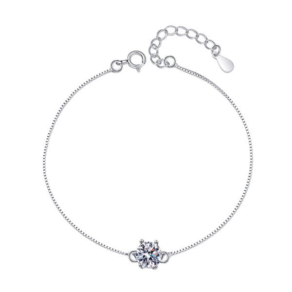 Geometric Moissanite Solitaire Sterling Silver Bracelet - Image 5