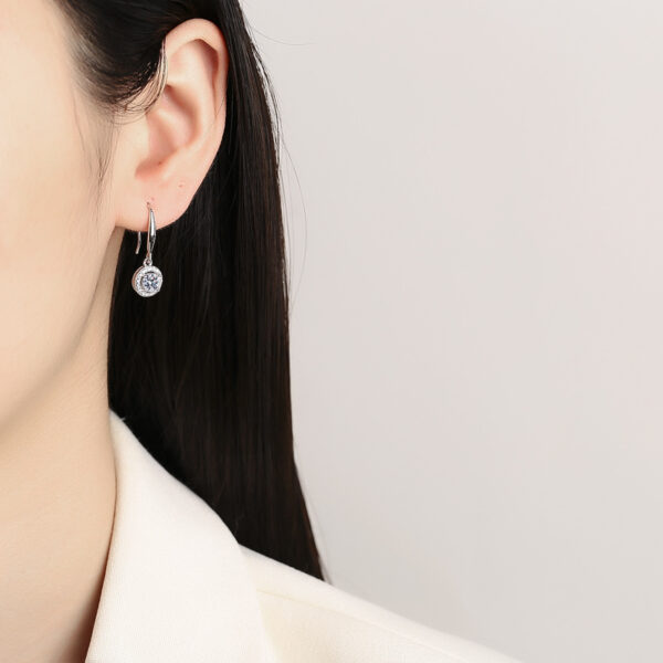 Silver earrings, moissanite ear hooks, women's moissanite earrings - Image 4