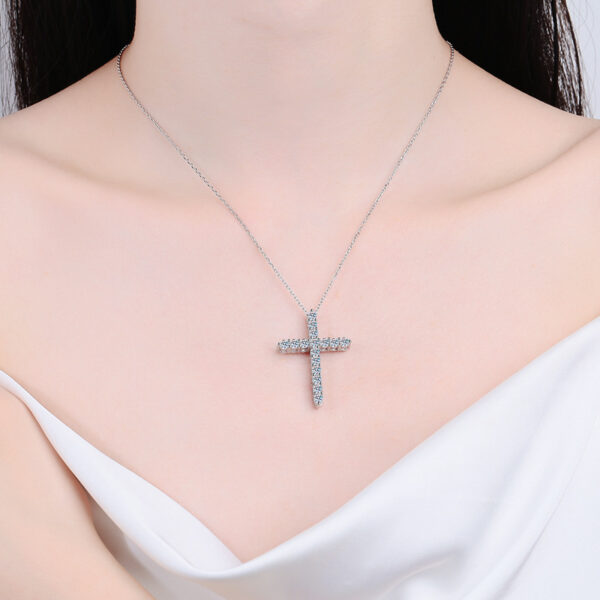 Cross Pendant 1.6 Carat Moissanite Diamond Necklace - Image 2