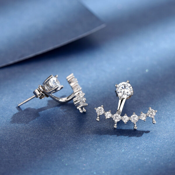 Crescent boat earrings with adjustable height and multiple wearing methods, 50-point moissanite diamonds - Image 3